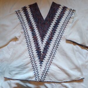 Vintage Cuddle Knit Zigzag Pattern V-Neck Sweater